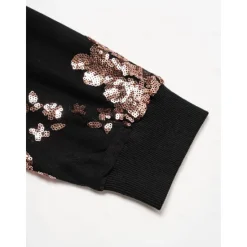 Hot Sequin Crew Neck Bomber Jacket Women Jackets