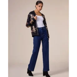 Hot Sequin Crew Neck Bomber Jacket Women Jackets