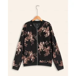 Hot Sequin Crew Neck Bomber Jacket Women Jackets