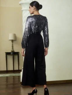 New Sequin Fringe Wide Leg Jumpsuit Women Jumpsuits