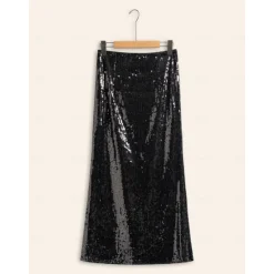 Outlet Sequin Glitter Vintage Lined Party Midi Skirt Women Skirts