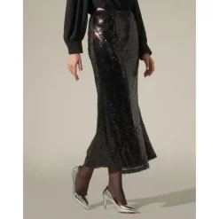 Outlet Sequin Glitter Vintage Lined Party Midi Skirt Women Skirts