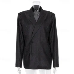 Hot Set with Shiny Metallic Blazer Bra Straight Leg Pants 3 PCS Disco 1980s Party Outfits Suits & Blazers Underwear Suit Trousers Women's Carnival Party Club Wear Women Blazers & Suits
