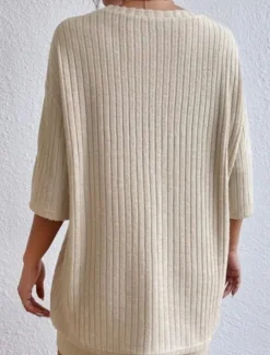 New Set Women's Red Green Beige Plain 2 Piece Street Daily Fashion Round Neck Regular Fit S Women Pajama-Setter