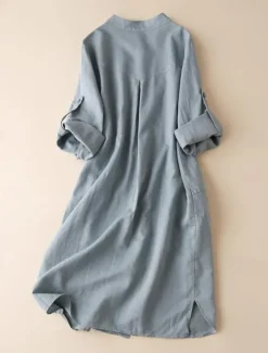Best Shirt Cotton Linen Shirts Linen Shirt Button Up Women's White Blue Solid Color Buttons Long Street Daily Fashion Round Neck Cotton Linen Regular Fit M Women Shirts
