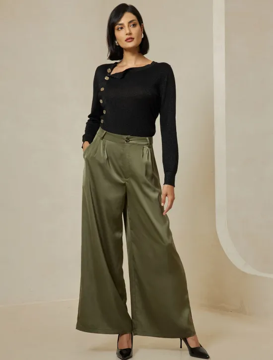 Discount Slash Neck Button Up Cropped Knit Top Women Pullovers & Tops