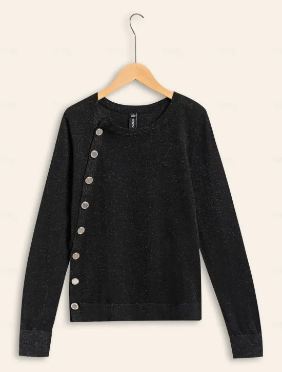 Discount Slash Neck Button Up Cropped Knit Top Women Pullovers & Tops