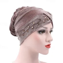 Discount Solid Color Inner Hijabs Muslim Turban Caps For Women With Drill Ethnic Islamic Wrap Head Turbante Ready To Wear Hijab Bonnet Women Hats