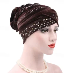 Discount Solid Color Inner Hijabs Muslim Turban Caps For Women With Drill Ethnic Islamic Wrap Head Turbante Ready To Wear Hijab Bonnet Women Hats