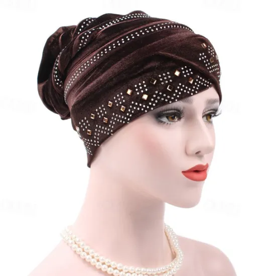 Discount Solid Color Inner Hijabs Muslim Turban Caps For Women With Drill Ethnic Islamic Wrap Head Turbante Ready To Wear Hijab Bonnet Women Hats