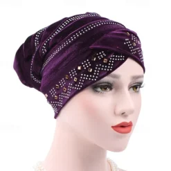 Discount Solid Color Inner Hijabs Muslim Turban Caps For Women With Drill Ethnic Islamic Wrap Head Turbante Ready To Wear Hijab Bonnet Women Hats