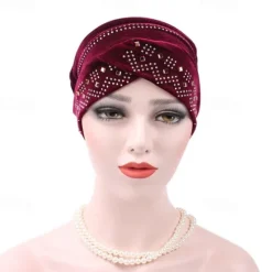 Discount Solid Color Inner Hijabs Muslim Turban Caps For Women With Drill Ethnic Islamic Wrap Head Turbante Ready To Wear Hijab Bonnet Women Hats