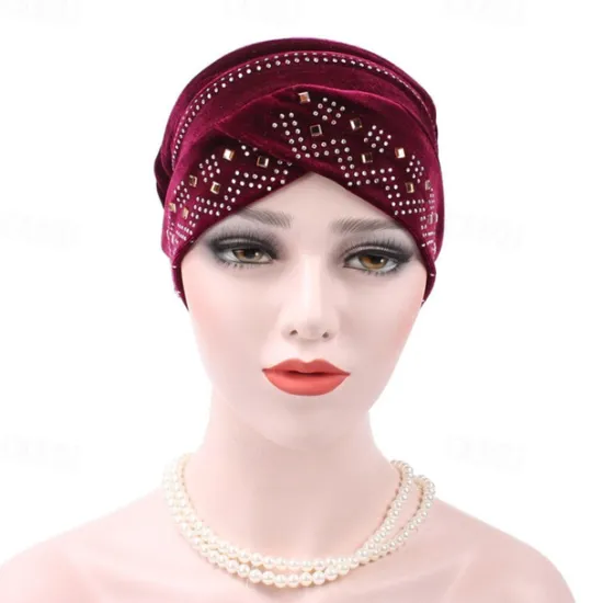 Discount Solid Color Inner Hijabs Muslim Turban Caps For Women With Drill Ethnic Islamic Wrap Head Turbante Ready To Wear Hijab Bonnet Women Hats
