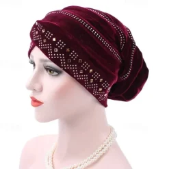 Discount Solid Color Inner Hijabs Muslim Turban Caps For Women With Drill Ethnic Islamic Wrap Head Turbante Ready To Wear Hijab Bonnet Women Hats