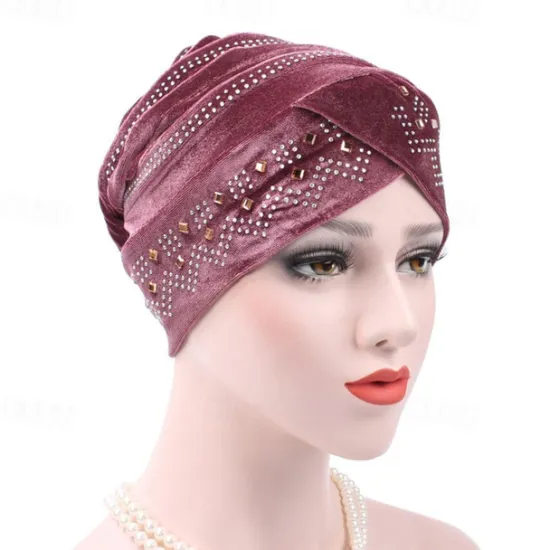 Discount Solid Color Inner Hijabs Muslim Turban Caps For Women With Drill Ethnic Islamic Wrap Head Turbante Ready To Wear Hijab Bonnet Women Hats