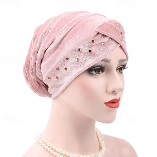 Discount Solid Color Inner Hijabs Muslim Turban Caps For Women With Drill Ethnic Islamic Wrap Head Turbante Ready To Wear Hijab Bonnet Women Hats