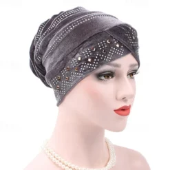 Discount Solid Color Inner Hijabs Muslim Turban Caps For Women With Drill Ethnic Islamic Wrap Head Turbante Ready To Wear Hijab Bonnet Women Hats