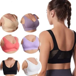 New Sport Bra Yoga Sports Underwear Hollow Mesh Ventilation Holes Large Size No Steel Ring Sports Bra Vest Women Home Outfits Women Lingerie