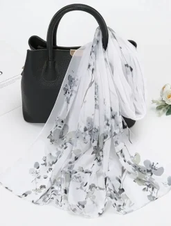 Online Spring Summer Fashion Floral Thin Style Chiffon Shawl Scarf Lady Print Soft Holiday Beach-up Wrap 150*50Cm Women Scarves