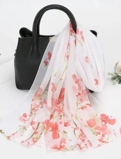 Online Spring Summer Fashion Floral Thin Style Chiffon Shawl Scarf Lady Print Soft Holiday Beach-up Wrap 150*50Cm Women Scarves