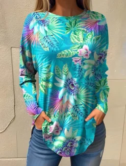 Best St. Patrick Women's T Shirt Shamrock Fashion Long Sleeve Crew Neck Regular Tops Daily Weekend Print Summer Spring Women Boho Tops