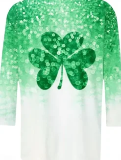 Clearance St. Patrick's Day Women's T shirt Crew Neck Long Sleeve Tunic Daily Casual Summer Women T-Shirts