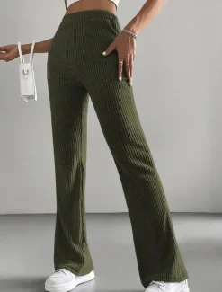 Online Streetwear Simple Full Length High Waist Solid Color Classic Stylish Comfy Breathability Outdoor Micro-elastic Outdoor Casual Black Green Coffee Spring & Fall Regular Fit Women Pants