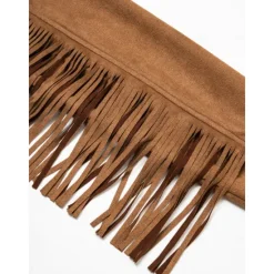 Best Suede Fringe Hem Crew Neck Jacket Women Jackets
