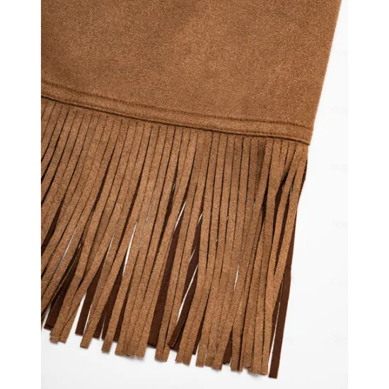 Online Suede Fringed Flare Cuff Sleeve Jacket Women Jackets