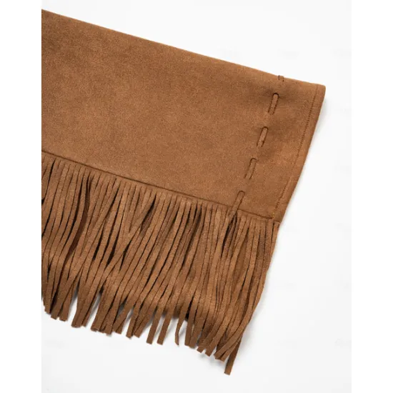 Online Suede Fringed Flare Cuff Sleeve Jacket Women Jackets
