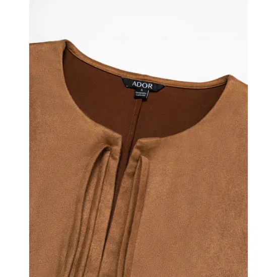 Online Suede Fringed Flare Cuff Sleeve Jacket Women Jackets