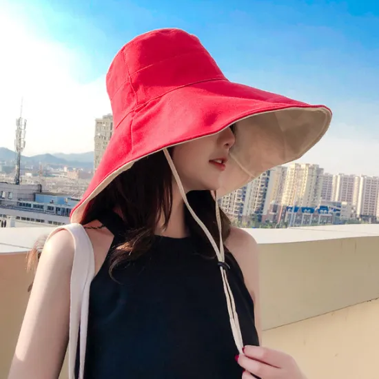 Clearance Sun Hat Hiking Hat Wide Brim Summer Outdoor Sunscreen Breathable Sweat wicking Hat 15cm double-sided khaki + beige 15cm double-sided red + beige 15cm double-sided red + black for Hunting Fishing Beach Women Hats