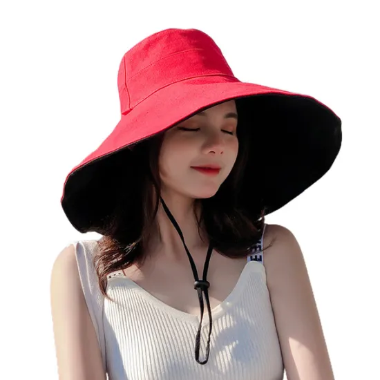 Clearance Sun Hat Hiking Hat Wide Brim Summer Outdoor Sunscreen Breathable Sweat wicking Hat 15cm double-sided khaki + beige 15cm double-sided red + beige 15cm double-sided red + black for Hunting Fishing Beach Women Hats
