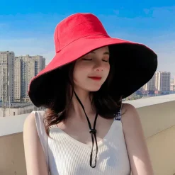 Clearance Sun Hat Hiking Hat Wide Brim Summer Outdoor Sunscreen Breathable Sweat wicking Hat 15cm double-sided khaki + beige 15cm double-sided red + beige 15cm double-sided red + black for Hunting Fishing Beach Women Hats