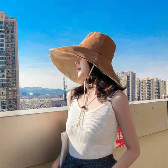 Clearance Sun Hat Hiking Hat Wide Brim Summer Outdoor Sunscreen Breathable Sweat wicking Hat 15cm double-sided khaki + beige 15cm double-sided red + beige 15cm double-sided red + black for Hunting Fishing Beach Women Hats