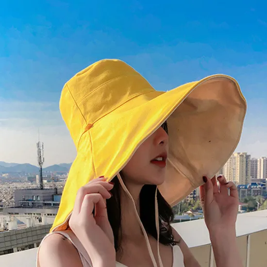 Clearance Sun Hat Hiking Hat Wide Brim Summer Outdoor Sunscreen Breathable Sweat wicking Hat 15cm double-sided khaki + beige 15cm double-sided red + beige 15cm double-sided red + black for Hunting Fishing Beach Women Hats