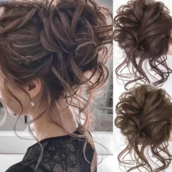 Sale synthetic bun wig messy long beard hair ring elastic hair bag wig ring fluffy hair ring ball head Women Accessories