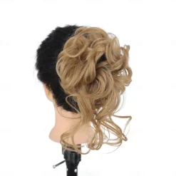 Sale synthetic bun wig messy long beard hair ring elastic hair bag wig ring fluffy hair ring ball head Women Accessories