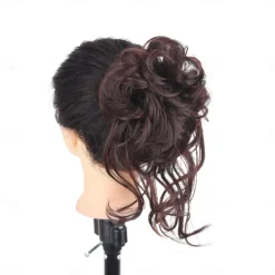 Sale synthetic bun wig messy long beard hair ring elastic hair bag wig ring fluffy hair ring ball head Women Accessories