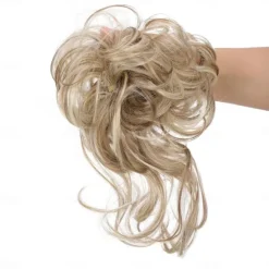 Sale synthetic bun wig messy long beard hair ring elastic hair bag wig ring fluffy hair ring ball head Women Accessories