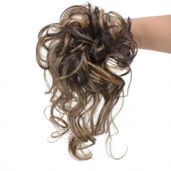Sale synthetic bun wig messy long beard hair ring elastic hair bag wig ring fluffy hair ring ball head Women Accessories
