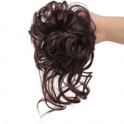 Sale synthetic bun wig messy long beard hair ring elastic hair bag wig ring fluffy hair ring ball head Women Accessories