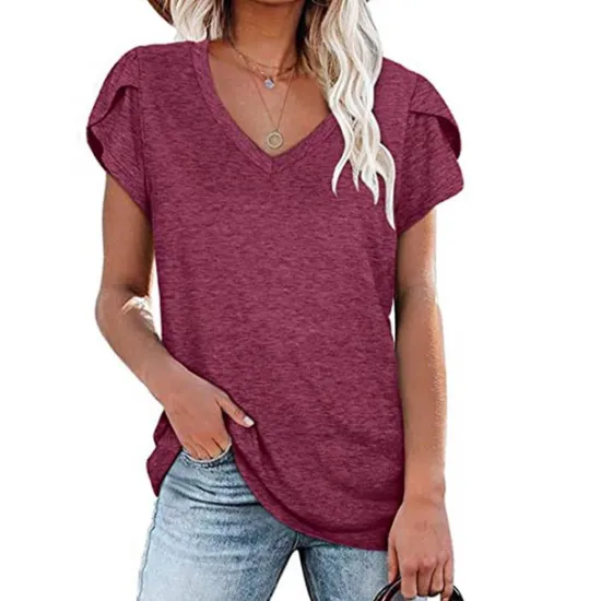 Best T shirt Tee Women's Solid Color Daily Going out Basic V Neck S Women T-Shirts