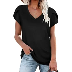 Best T shirt Tee Women's Solid Color Daily Going out Basic V Neck S Women T-Shirts