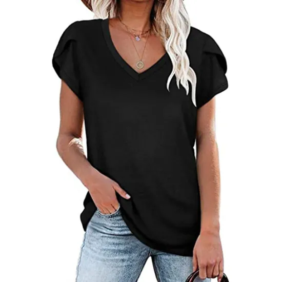 Best T shirt Tee Women's Solid Color Daily Going out Basic V Neck S Women T-Shirts