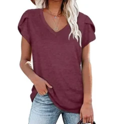 Best T shirt Tee Women's Solid Color Daily Going out Basic V Neck S Women T-Shirts