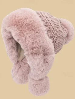 Outlet Thicken Bomber Hats New Style Women Fur Ball Plus Velvet Warm Hood Outdoor Winter Cold-Proof Fashion Cute Woolen Cap Women Hats