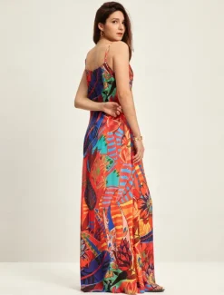 Sale Tropical Print Summer Fashion Vacation Maxi Dress Women Vacation Dresses|Casual Dress