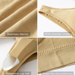 Best Underwear Women's Plus Size Deep U Comfortable Beauty Back Yoga Vest with Pads No Steel Ring Gathered Shock-proof Sports Bra Home Outfits Women Lingerie