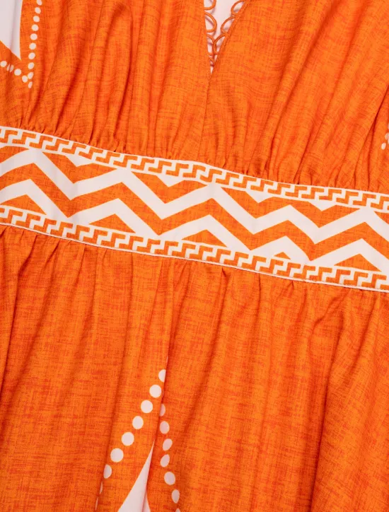 Hot V Neck Geometric Printing Bohemia Vacation Maxi Dress Women Casual Dress